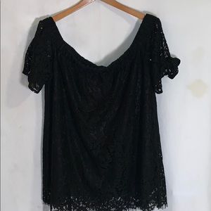Lane Bryant Off-the-shoulder black lace blouse